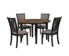 POTOMAC 48" ROUND DINING TABLE & 4 CHAIRS-BROWN/BLACK