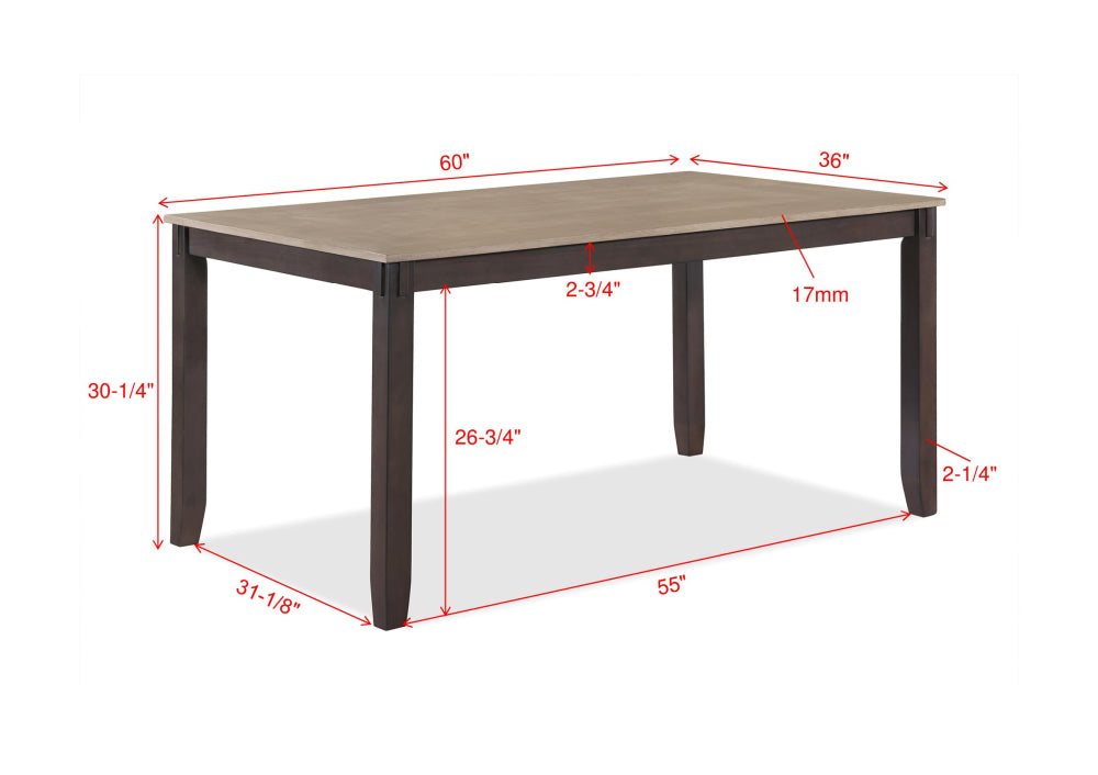 BRANSON 5PK DINETTE SET LIGHT BROWN