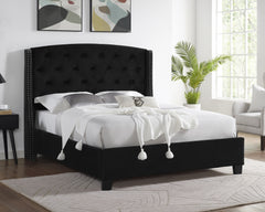 EVA QUEEN HEADBOARD/FOOTBOARD-BLACK, EVA /QUEEN RAIL - BLACK