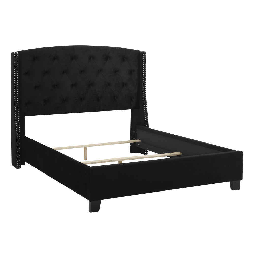 EVA QUEEN HEADBOARD/FOOTBOARD-BLACK, EVA /QUEEN RAIL -GREY