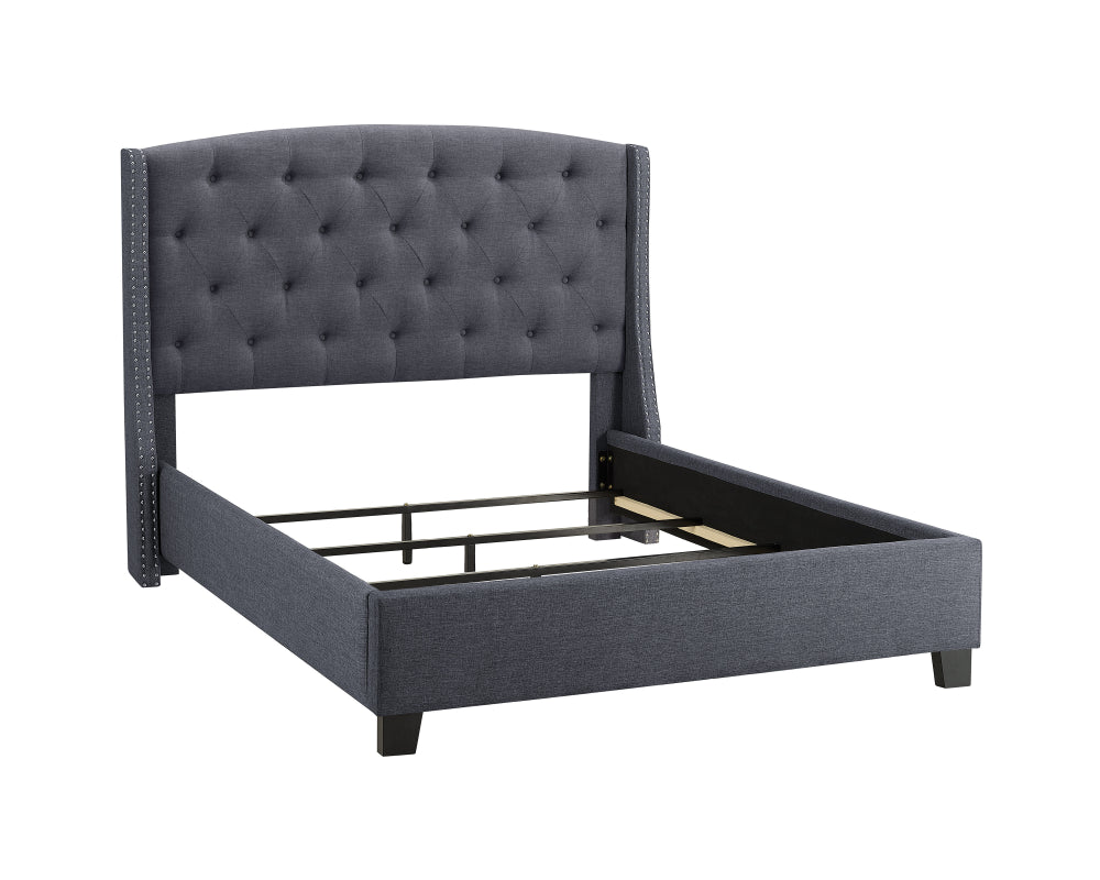 EVA QUEEN HEADBOARD/FOOTBOARD -GREY, EVA /QUEEN RAIL - BLACK