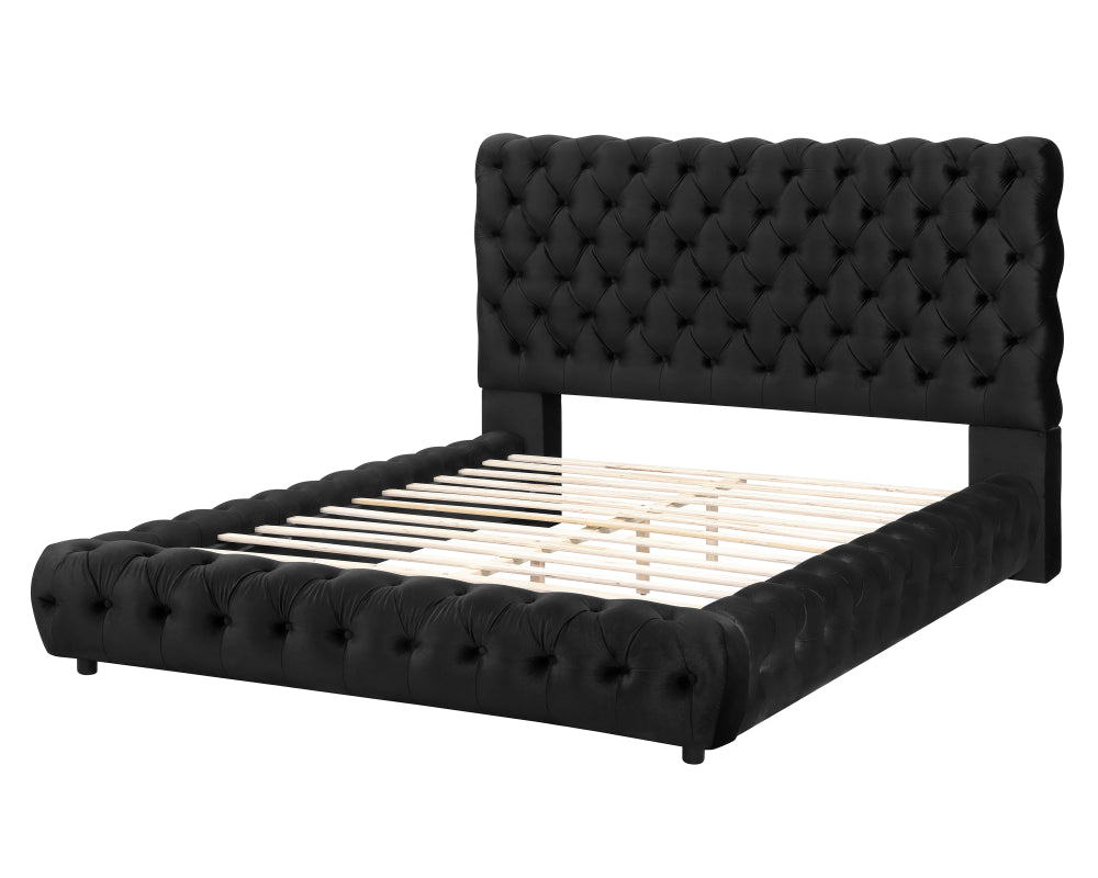 FLORY Q. HEADBOARD/FOOTBOARD -BLACK, FLORY /QUEEN RAIL - GREY