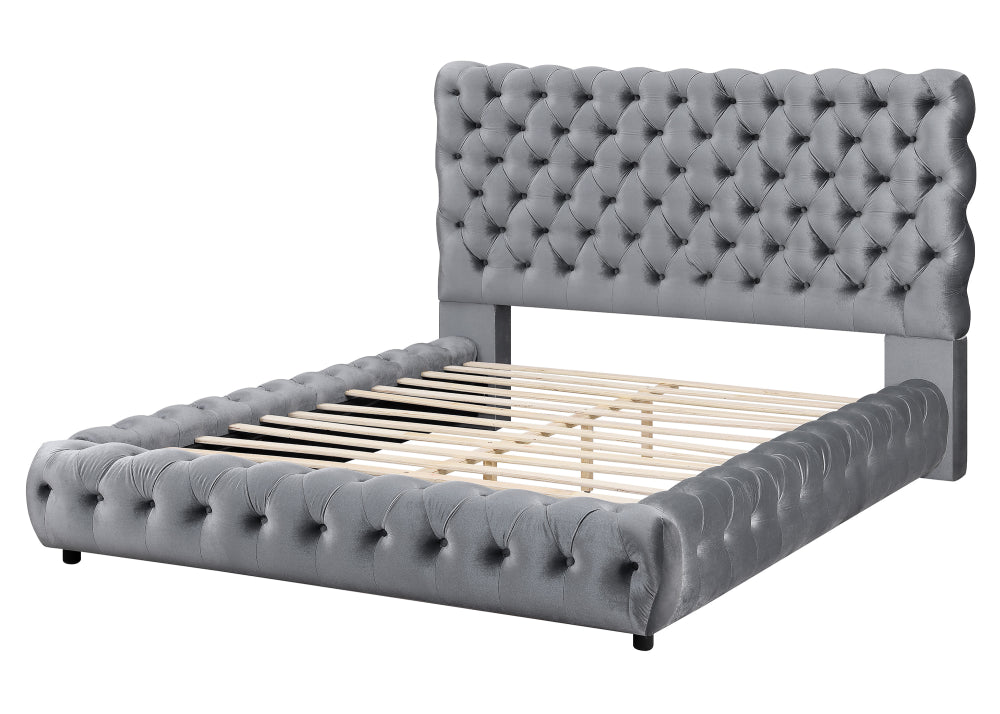 FLORY K. HEADBOARD/FOOTBOARD -GREY, FLORY KING/ RAIL - GREY