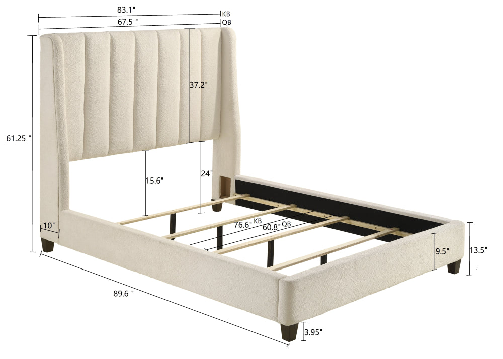 AGNES KING BOUCLE HB/FB WHITE, AGNES KING/ BOUCLE RAIL CHARCO