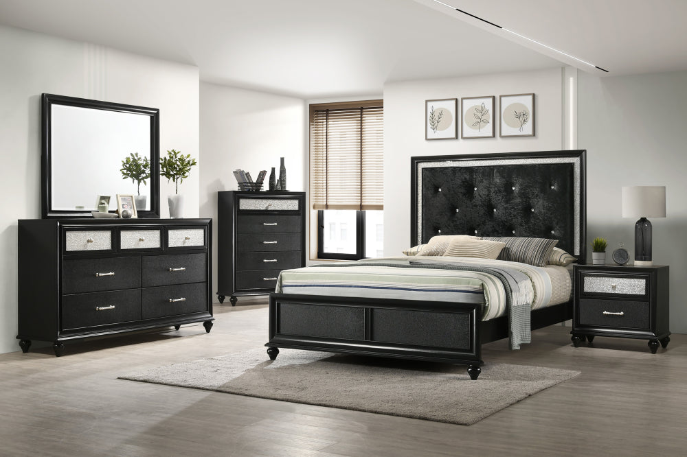 LILA KING HEADBOARD/FOOTBOARD BLACK, LILA KING/ RAIL BLACK