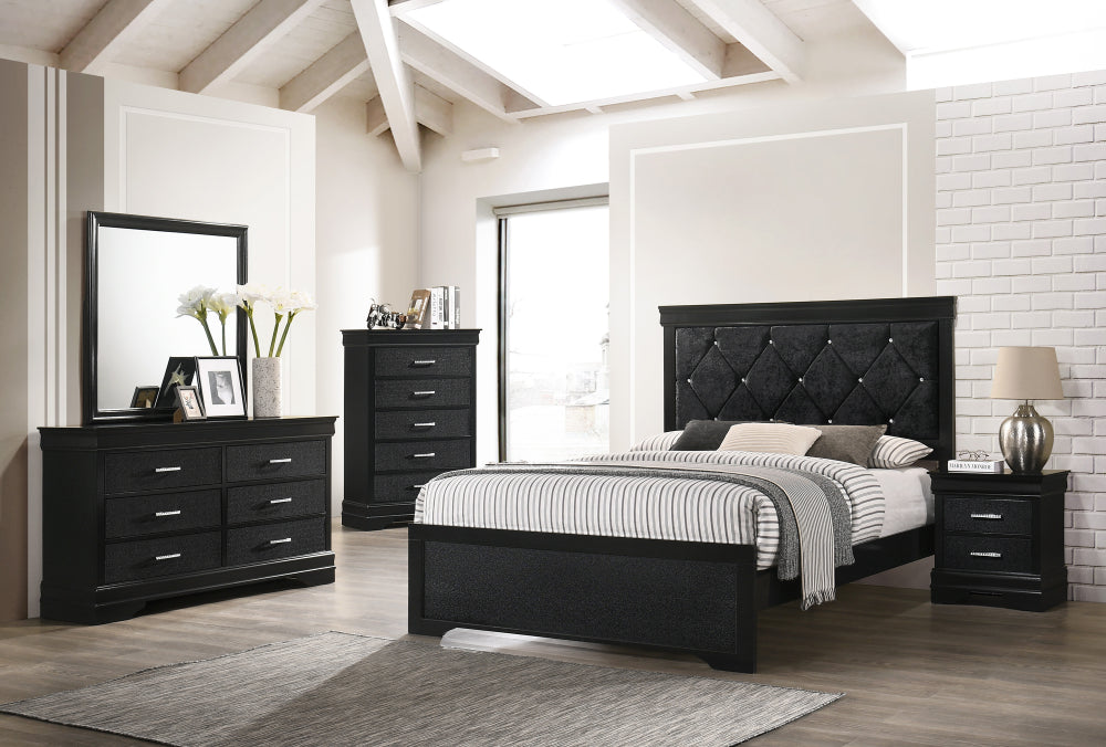 AMALIA QUEEN HEAD/FOOTBOARD BLACK, AMALIA /QUEEN RAIL BLACK