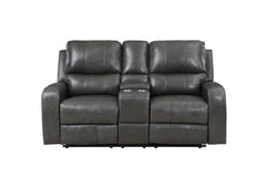 LINTON LEATHER CONSOLE LOVESEAT W/ PWR FR-GRAY