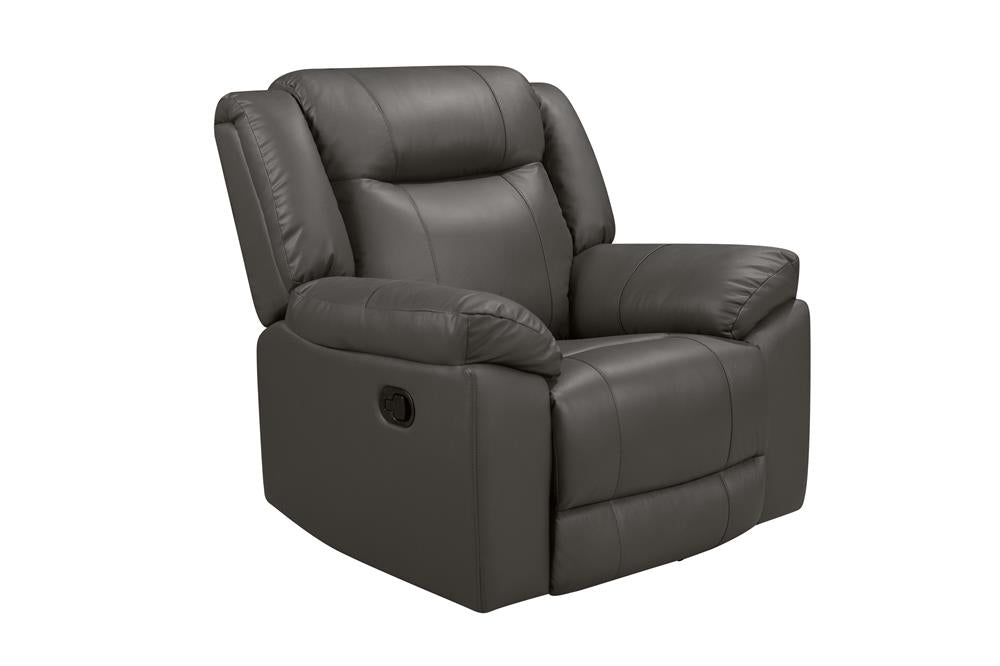 TAGGART LEATHER ROCKER RECLINER-GRAY