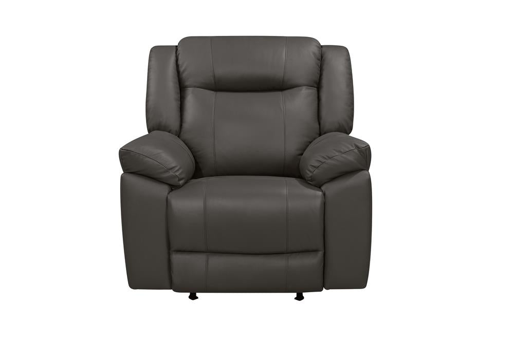 TAGGART LEATHER ROCKER RECLINER-GRAY