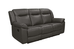 TAGGART LEATHER SOFA W/DUAL RECLINER-GRAY