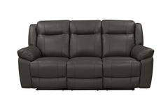 TAGGART LEATHER SOFA W/DUAL RECLINER-GRAY