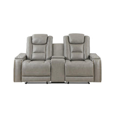 BRECKENRIDGE CONSOLE LOVESEAT W/ DUAL RECLINERS-LT GRAY