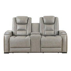 BRECKENRIDGE CONSOLE LOVESEAT W/ PWR FR & HR-LT GRAY