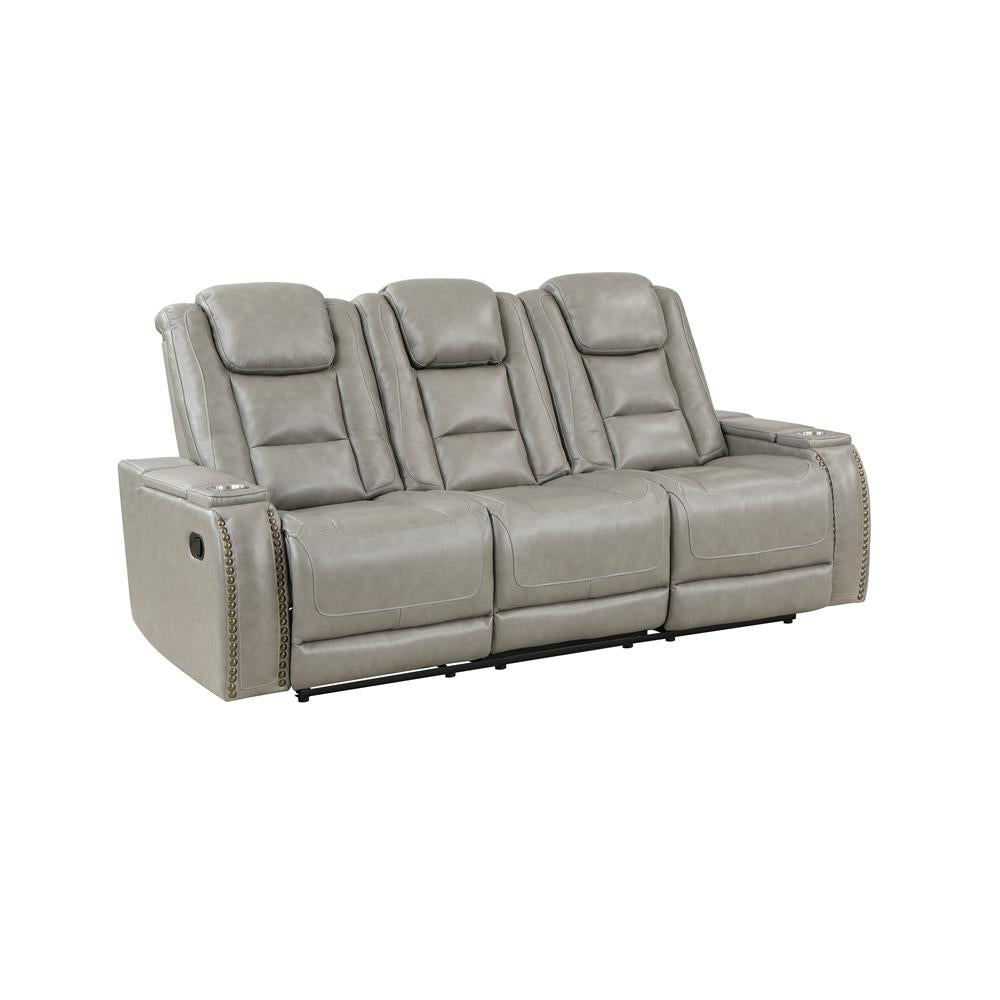 BRECKENRIDGE SOFA W/DUAL RECLINER-LT GRAY