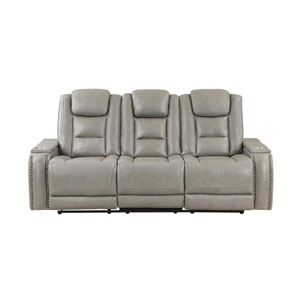 BRECKENRIDGE SOFA W/DUAL RECLINER-LT GRAY