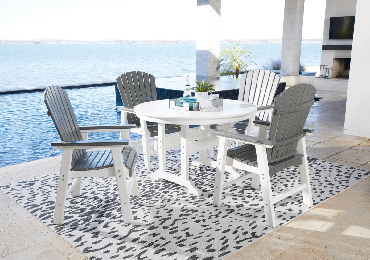 Crescent Luxe Outdoor Dining Table and 4 Chairs - PKG013809