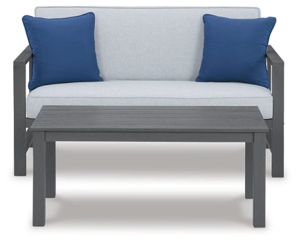 Fynnegan Outdoor Loveseat with Table (Set of 2)