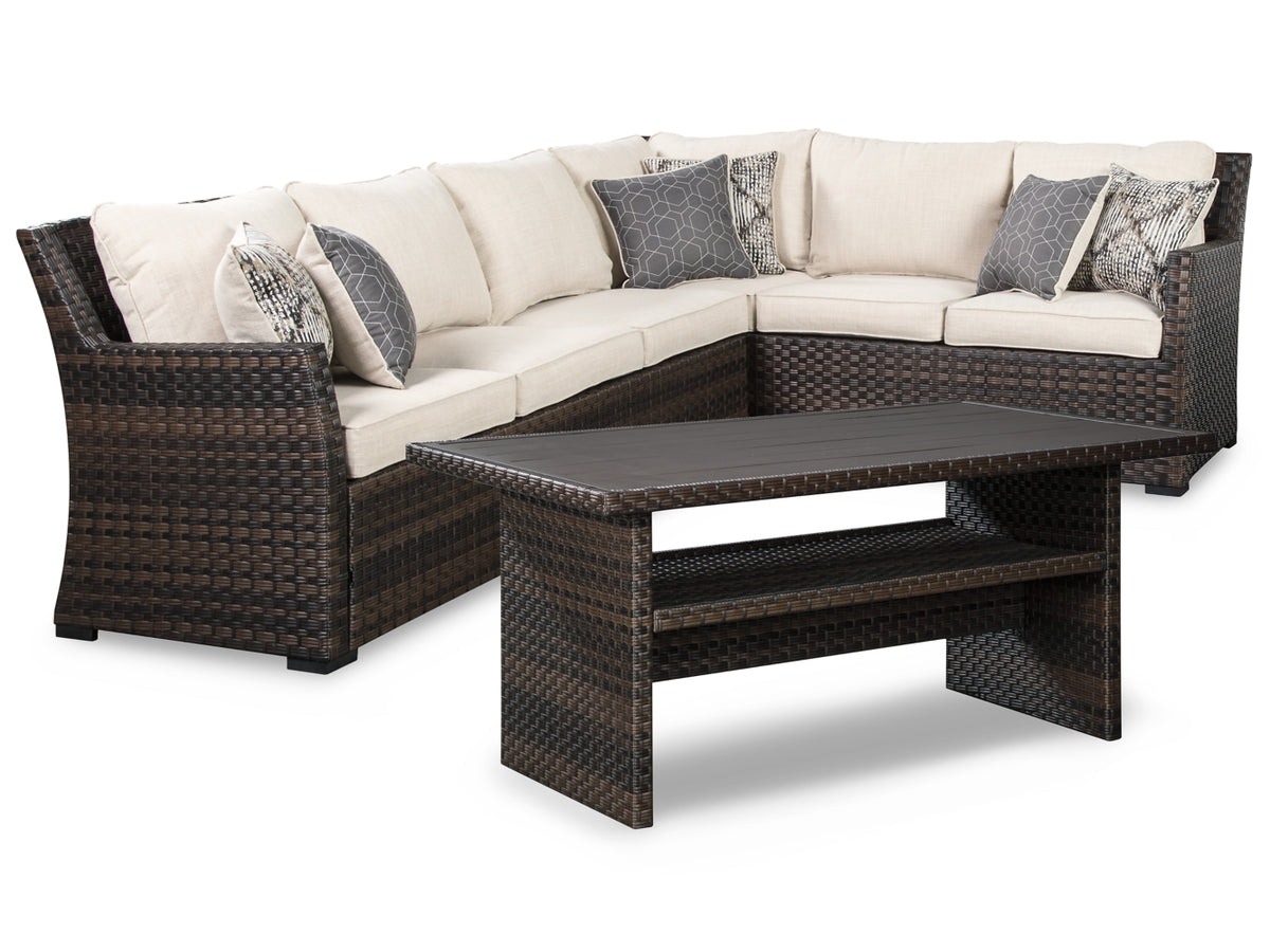 Easy Isle 3-Piece Outdoor Sofa Sectional with Table