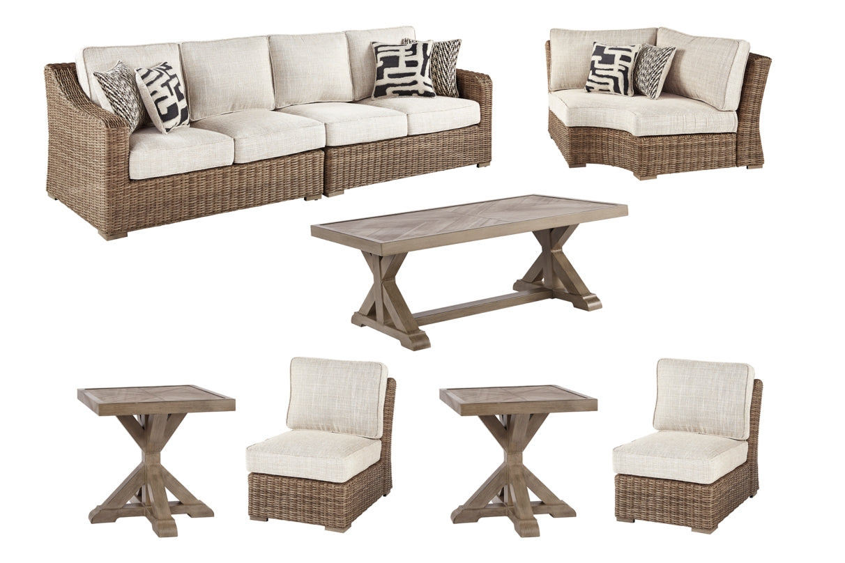 Beachcroft 5-Piece Outdoor Sectional with Coffee Table and 2 End Tables