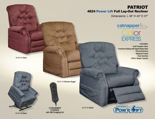 Patriot Power Lift Full Lay-Out Recliner