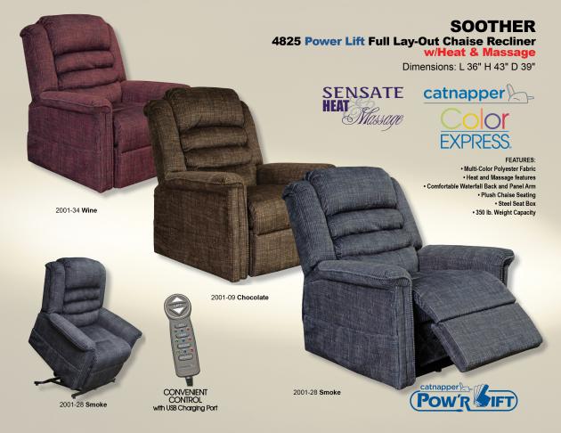 Soother Power Lift Full Lay-Out Recliner w/Heat & Massage