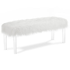 MARILYN UPHOLSTERED WHITE GLAM FAUX FUR BENCH