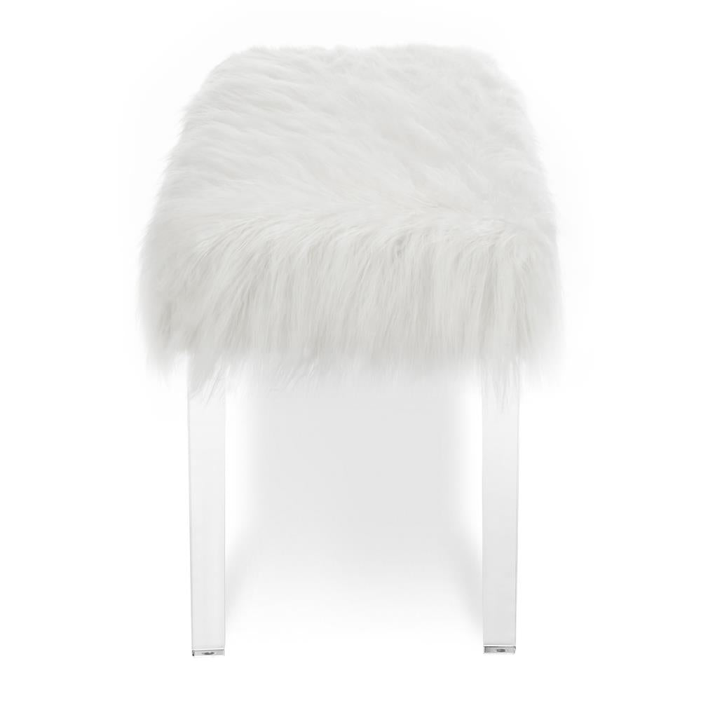 MARILYN UPHOLSTERED WHITE GLAM FAUX FUR BENCH