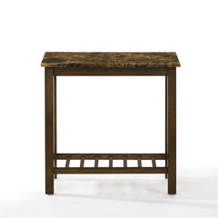 EDEN CHAIRSIDE TABLE-BROWN W/GRAY FAUX MARBLE TOP