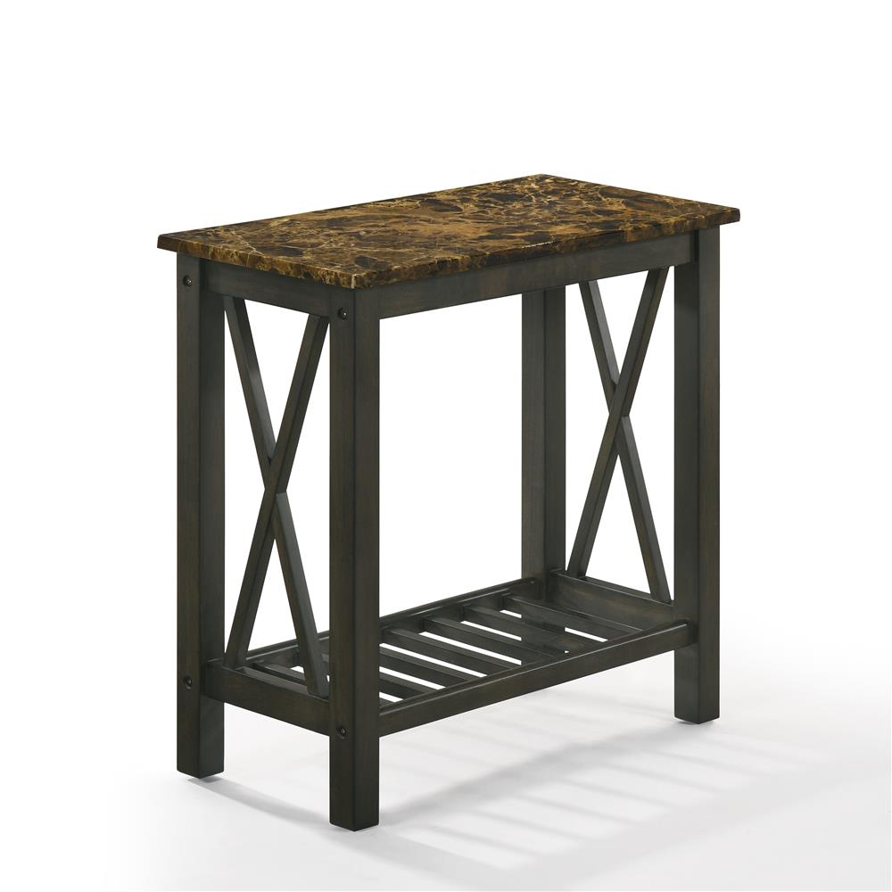 EDEN CHAIRSIDE TABLE-ESPRESSO W/FAUX MARBLE TOP