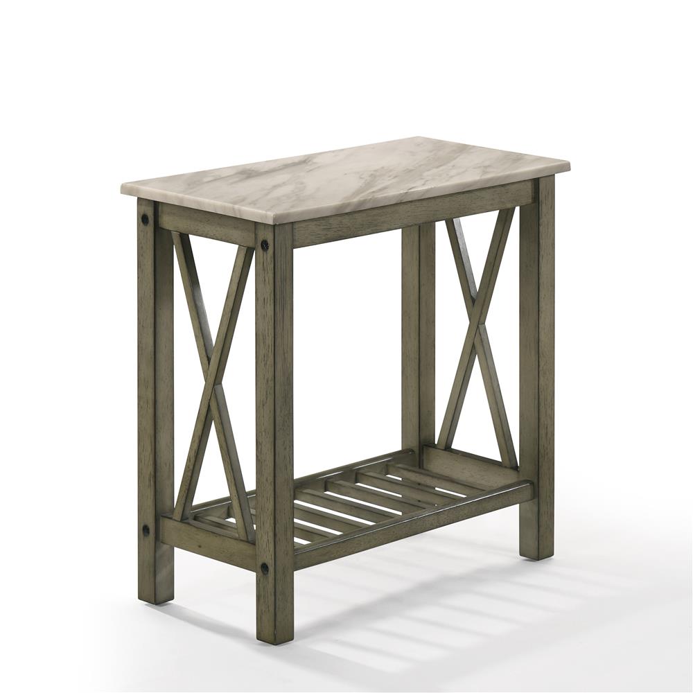 EDEN CHAIRSIDE TABLE-GRAY W/FAUX MARBLE TOP