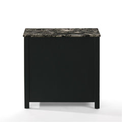 SAMSON END TABLE W/DRWR-BLACK W/FAUX MARBLE TOP