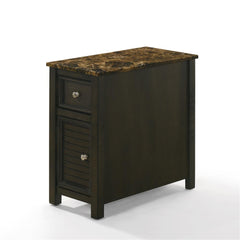 SAMSON END TABLE W/DRWR-ESPRESSO W/FAUX MARBLE TOP