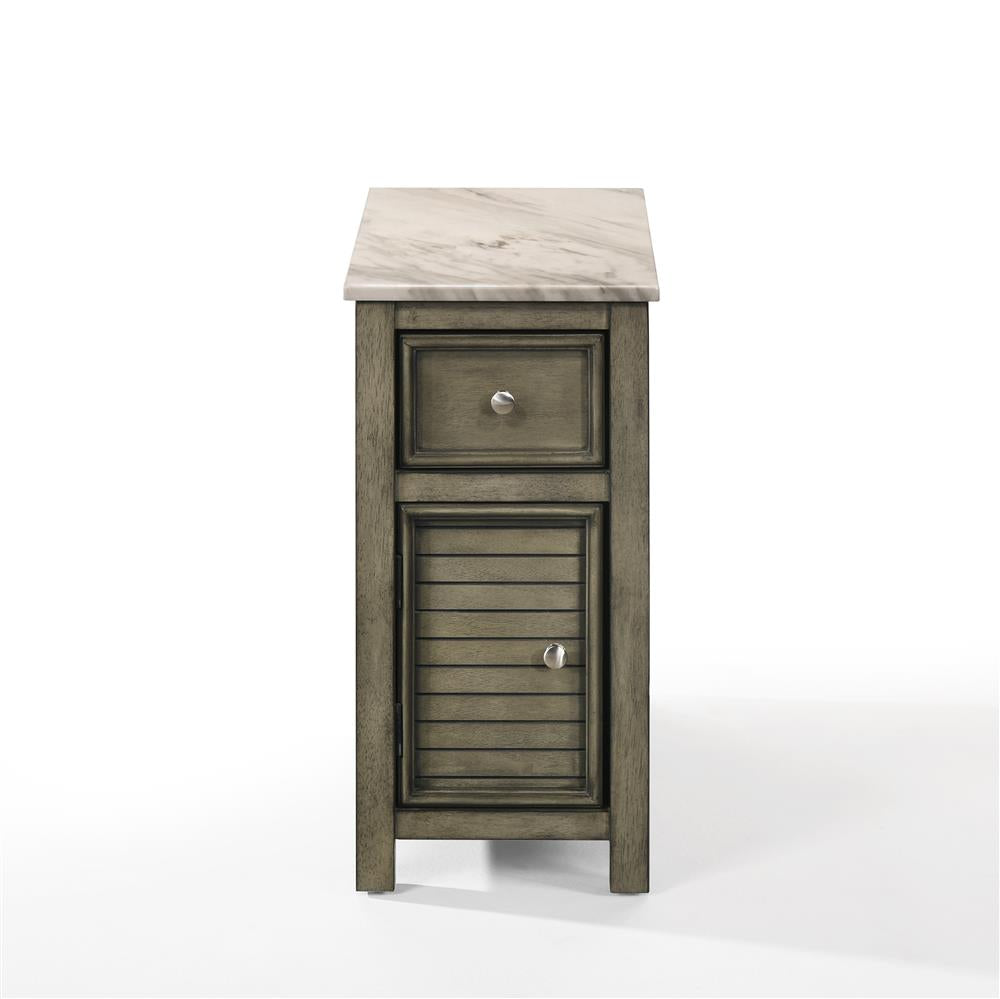 SAMSON END TABLE W/DRWR-GRAY W/FAUX MARBLE TOP