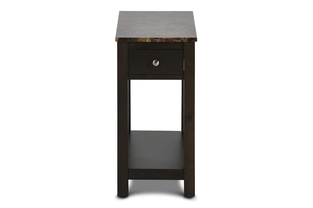 NOAH END TABLE WITH DRAWER-ESPRESSO W/FAUX MARBLE TOP