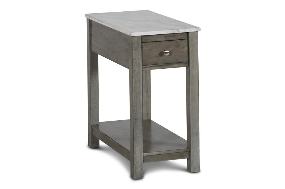 NOAH END TABLE WITH DRAWER-GRAY W/FAUX MARBLE TOP