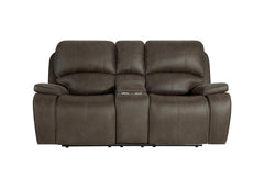 BROOKINGS CONSOLE LOVESEAT W/PWR HR & FR-BROWN
