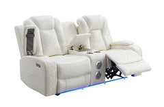 ORION CONSOLE LOVESEAT W/ DUAL RECLINERS-WHITE