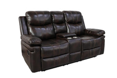 KELLEN CONSOLE LOVESEAT W/ DUAL RECLINERS-BROWN