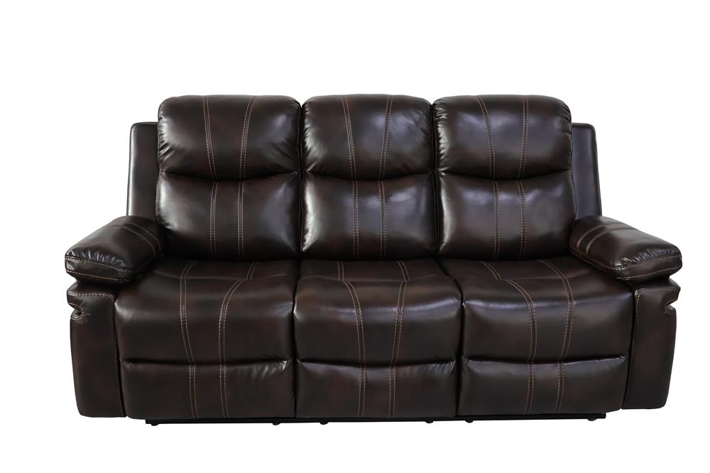 KELLEN  SOFA W/DUAL RECLINER & DROP DOWN  TRAY-BROWN