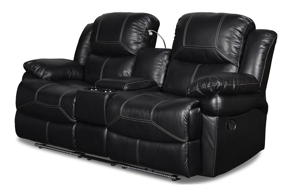 FLYNN CONSOLE LOVESEAT W/ READING LIGHT- BLACK