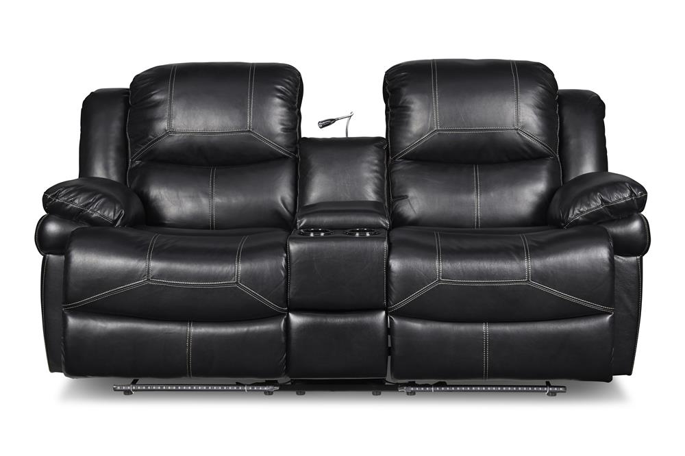 FLYNN CONSOLE LOVESEAT W/ READING LIGHT- BLACK