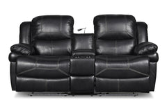 FLYNN CONSOLE LOVESEAT W/ READING LIGHT- BLACK