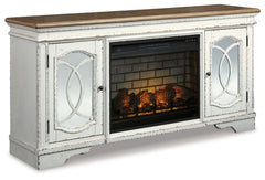 Realyn 74" TV Stand with Electric Fireplace - The Bargain Furniture