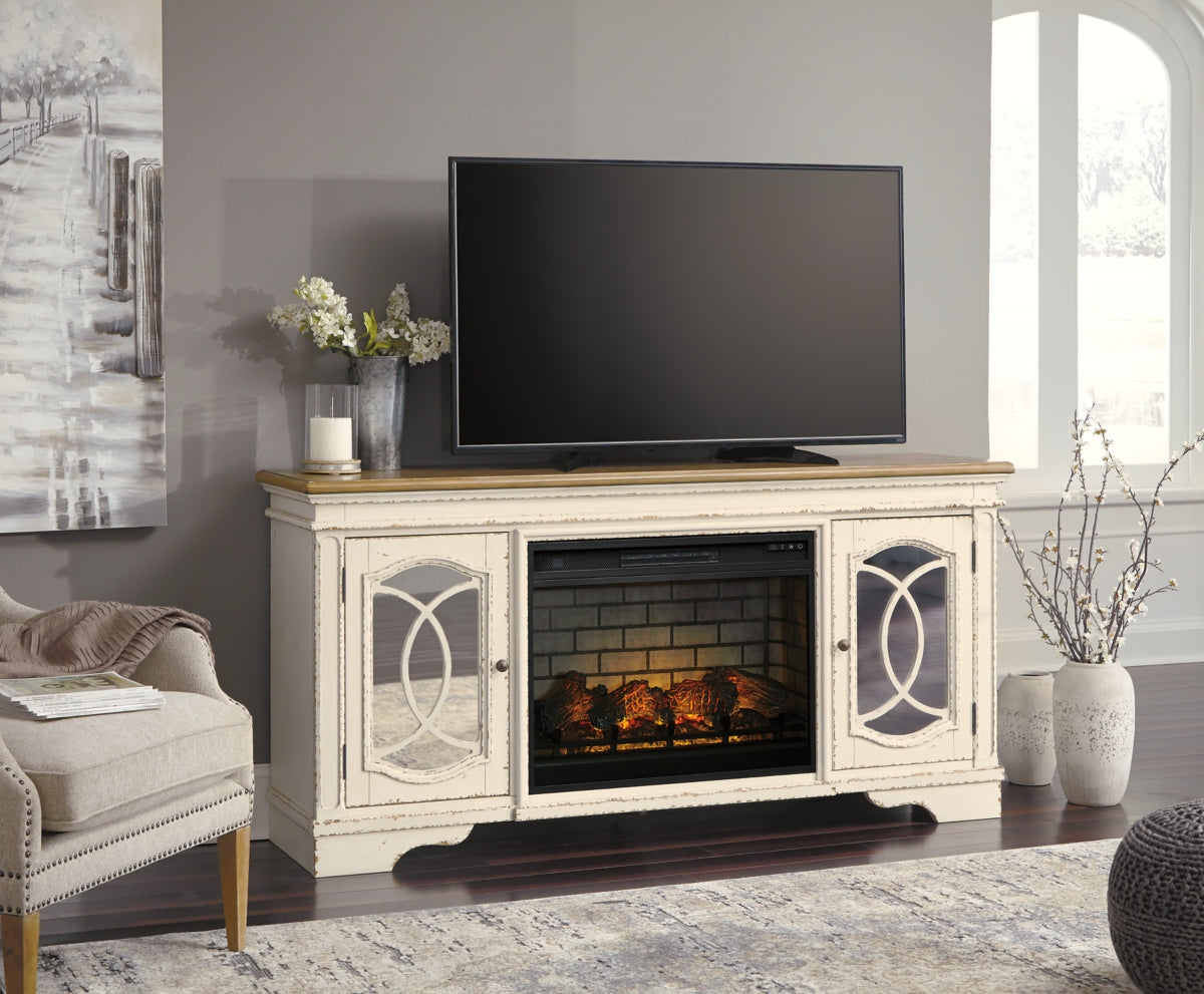 Realyn 74" TV Stand with Electric Fireplace - The Bargain Furniture